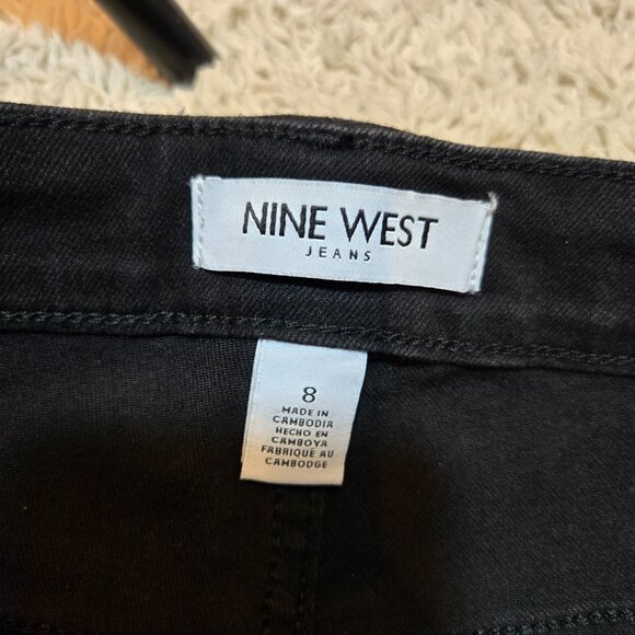 🖤New Nine West Black Stretch ButtonUp High Rise Straight Leg Cotton Blend Jeans - Picture 4 of 10